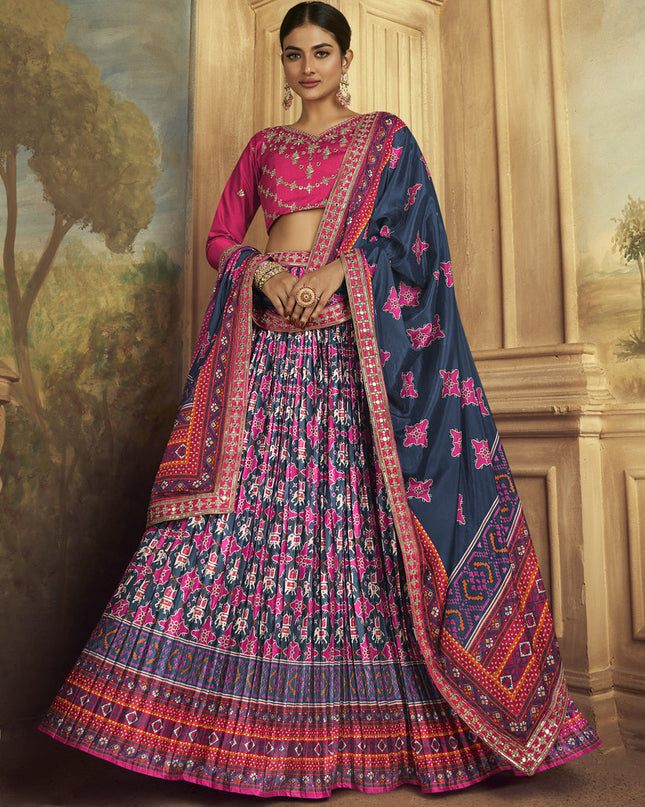 Multicolor Flared Gaji Silk Lehenga Choli for Sangeet