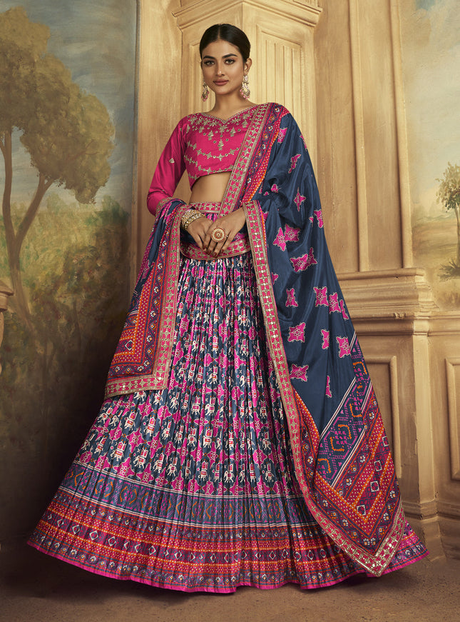 Multicolor Flared Gaji Silk Lehenga Choli for Sangeet