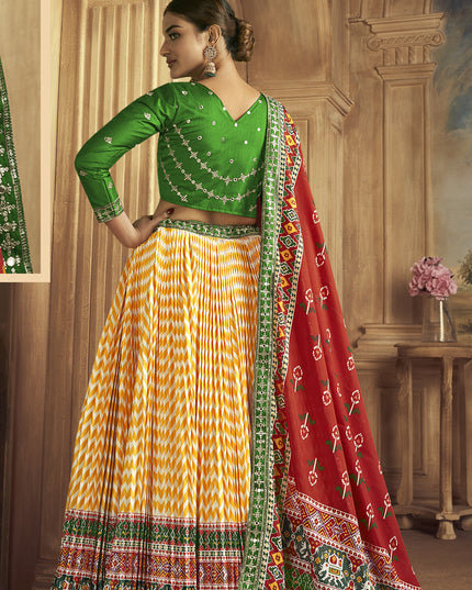 Sunny Yellow Flared Gaji Silk Lehenga Choli for Sangeet