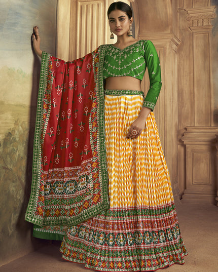 Sunny Yellow Flared Gaji Silk Lehenga Choli for Sangeet