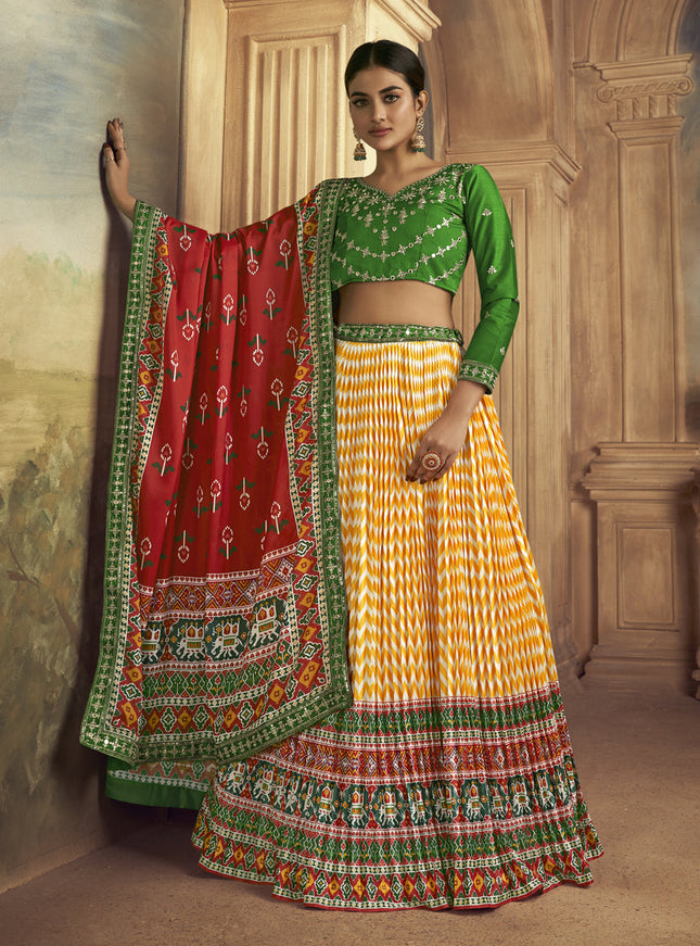 Sunny Yellow Flared Gaji Silk Lehenga Choli for Sangeet
