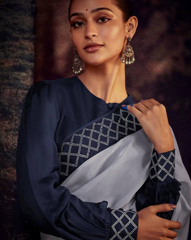 Grey Heavy Designer Saree