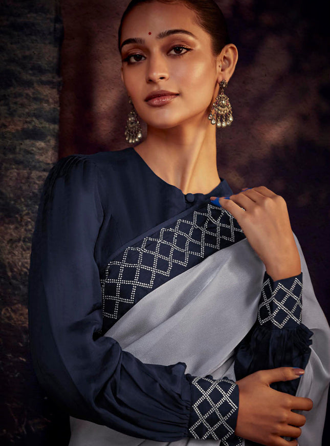 Grey Heavy Designer Saree