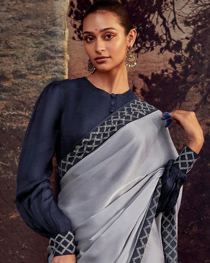 Grey Heavy Designer Saree