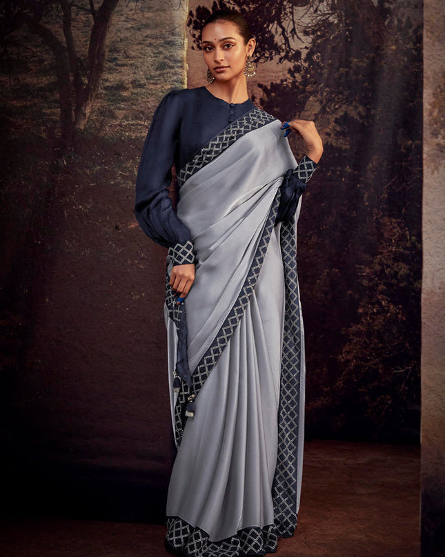 Grey Heavy Designer Saree