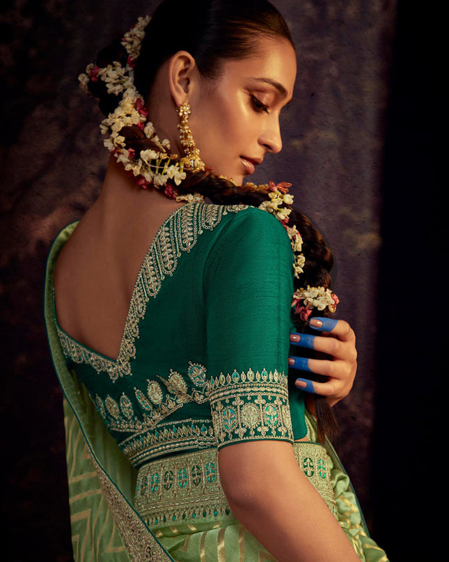 Lime Green Heavy Designer Saree