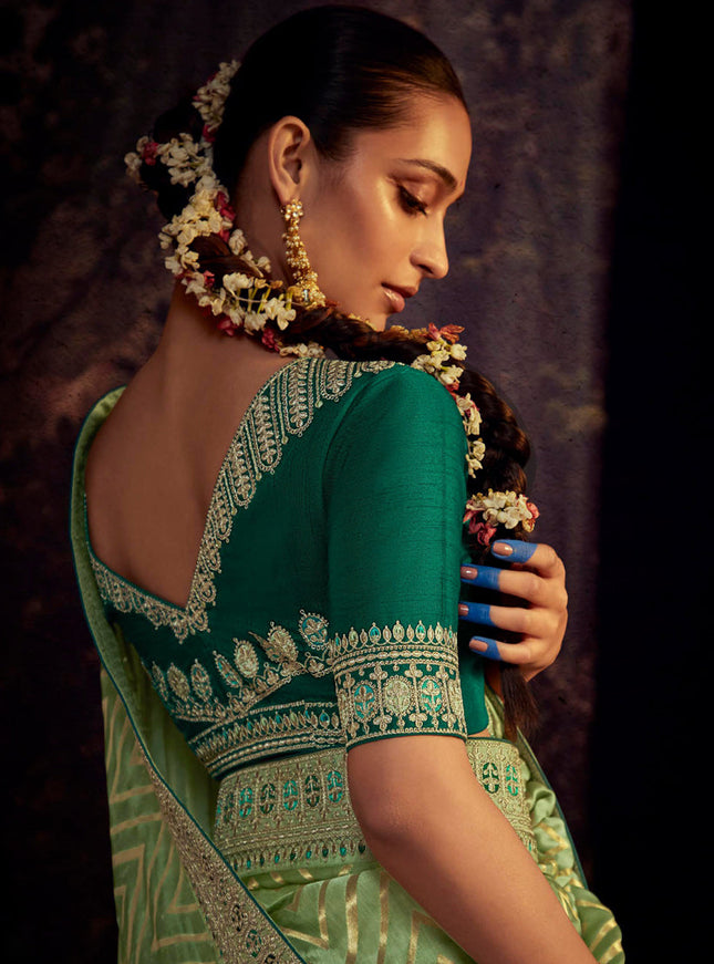 Lime Green Heavy Designer Saree