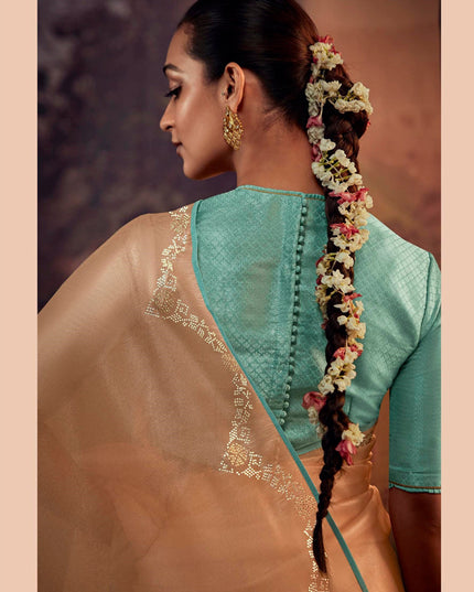 Peach Heavy Designer Saree