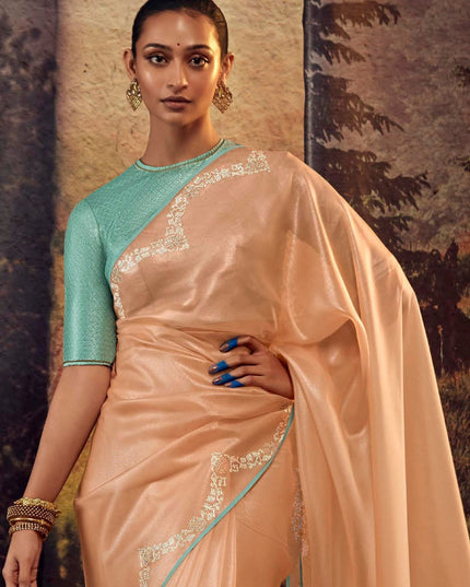 Peach Heavy Designer Saree