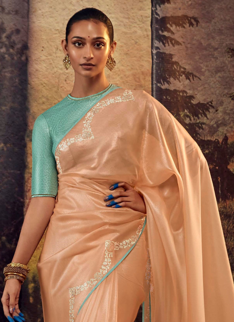 Peach Heavy Designer Saree