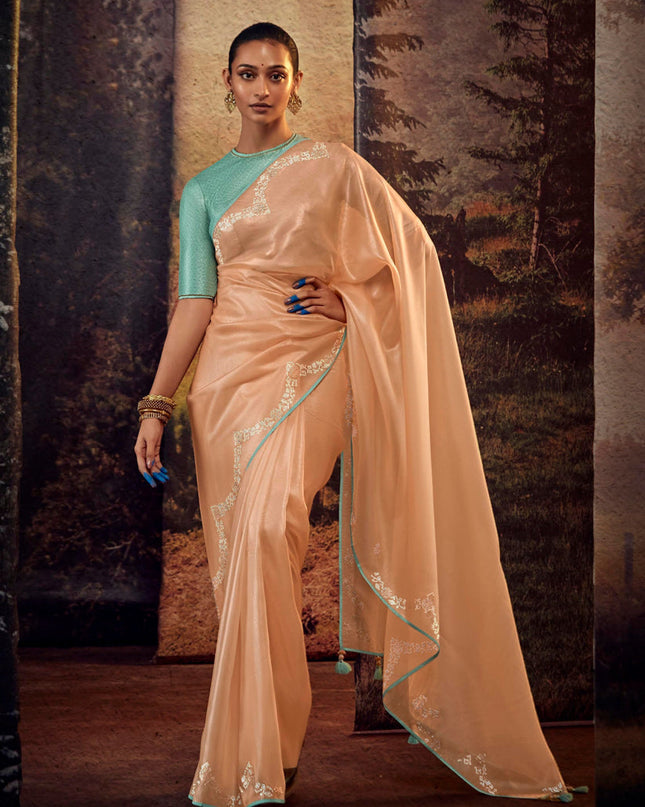 Peach Heavy Designer Saree