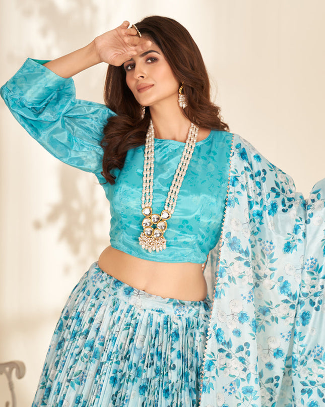 White Pure Organza Readymade Lehenga Choli