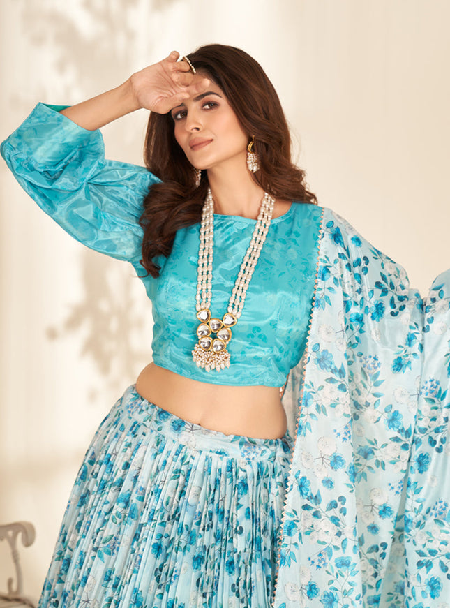 White Pure Organza Readymade Lehenga Choli