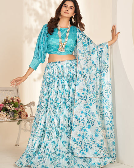 White Pure Organza Readymade Lehenga Choli