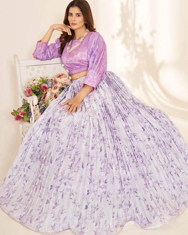 White Pure Organza Readymade Lehenga Choli