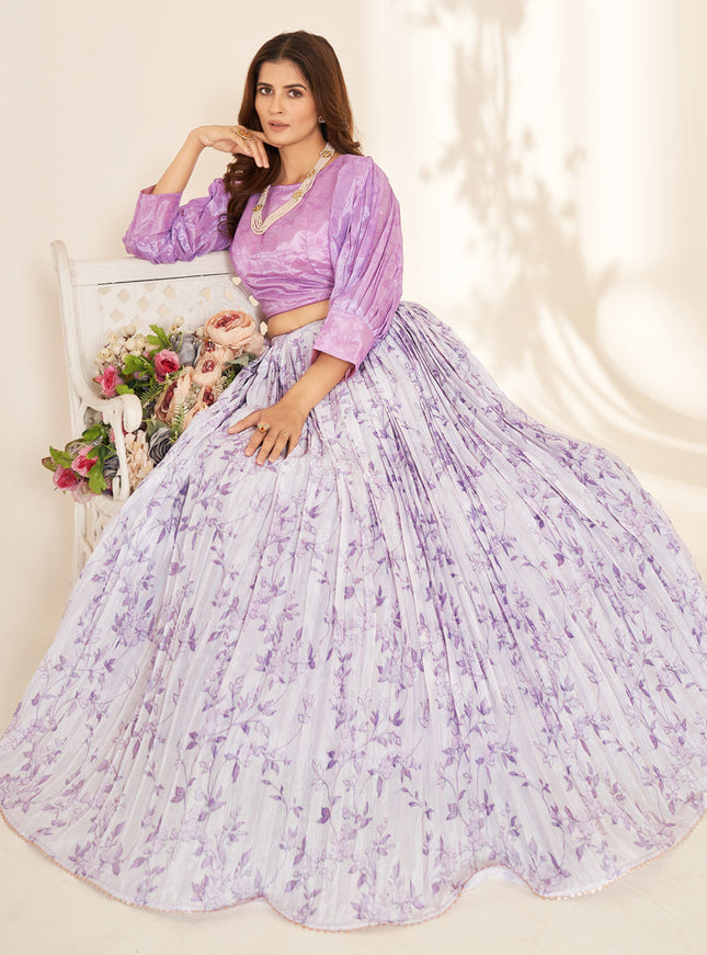 White Pure Organza Readymade Lehenga Choli