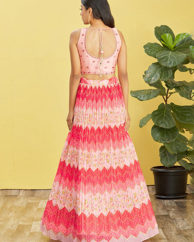 Cherry Pink Chinnon Designer Lehenga Choli Set