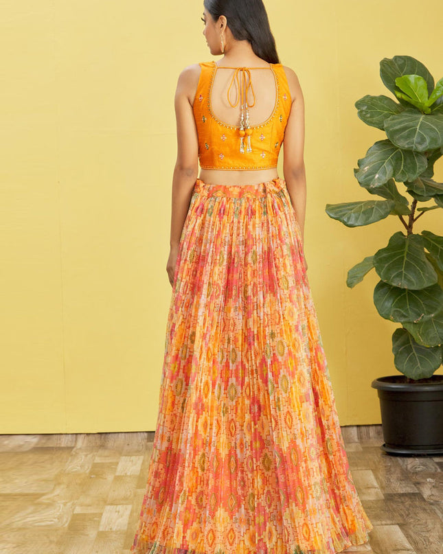 Yellow Organza Designer Lehenga Choli Set