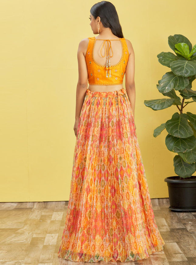 Yellow Organza Designer Lehenga Choli Set