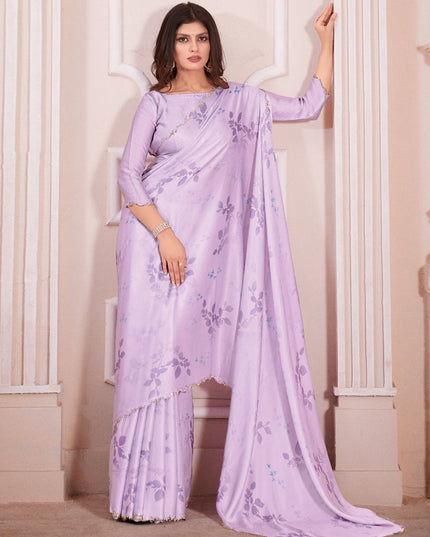 Lavender Pure Satin Georgette Party Wear Saree