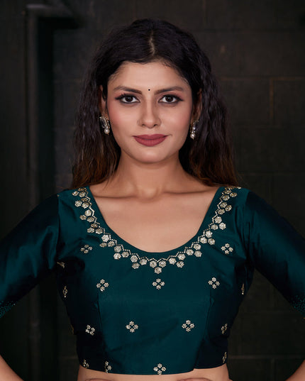 Morpich Embellished Satin Georgette Saree