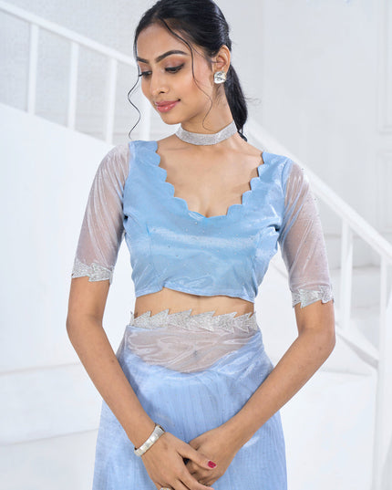 Sky Blue Organza Party Wear Saree
