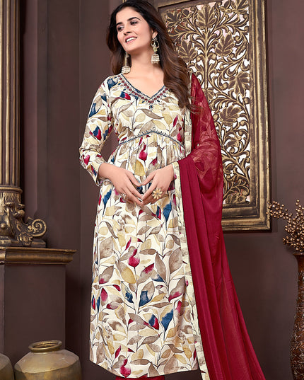 Multicolor Rayon Readymade Alia Cut Salwar Kameez