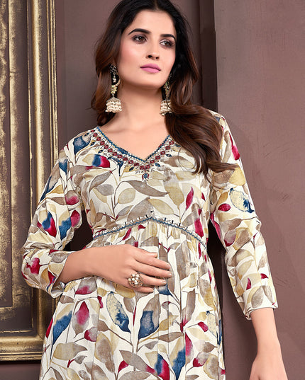 Multicolor Rayon Readymade Alia Cut Salwar Kameez