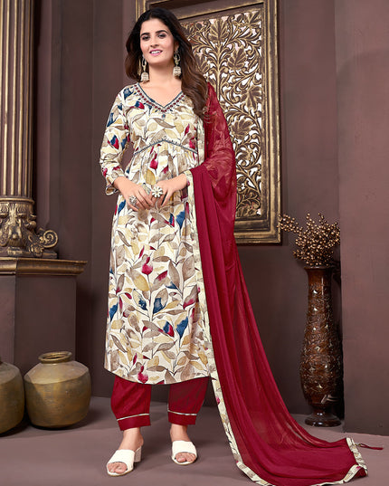 Multicolor Rayon Readymade Alia Cut Salwar Kameez