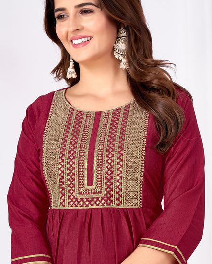 Maroon Silk Sequins Embroidered Pant Kameez Suit