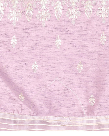 Lavender Jacquard Embroidered Designer Wedding Saree