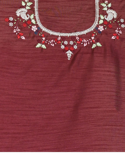 Peach Net Satin Silk Embroidered Saree