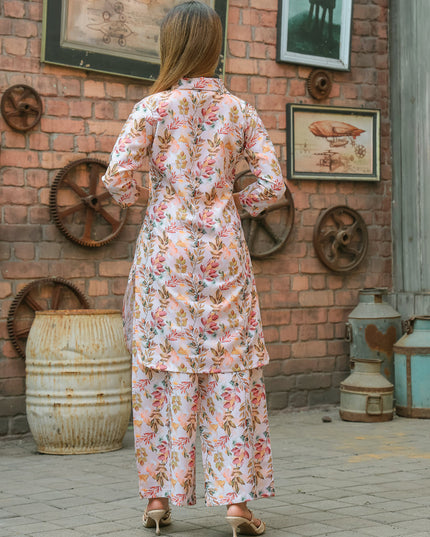 Off White Floral Printed Co-Ord Set