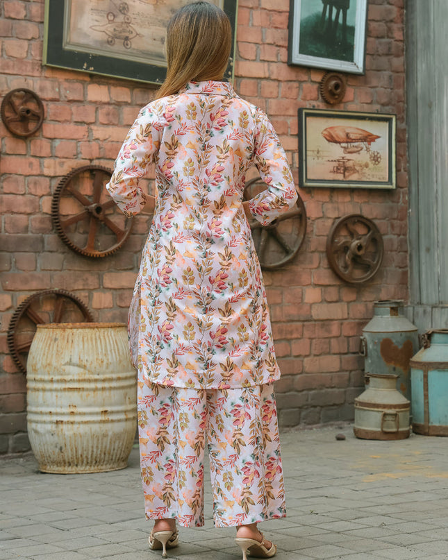 Off White Floral Printed Co-Ord Set
