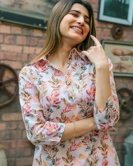 Off White Floral Printed Co-Ord Set