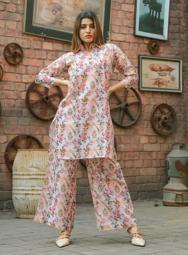 Off White Floral Printed Co-Ord Set
