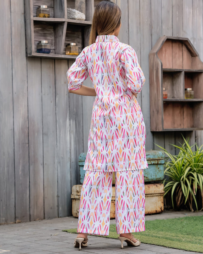 Whte Floral Printed Co-Ord Set