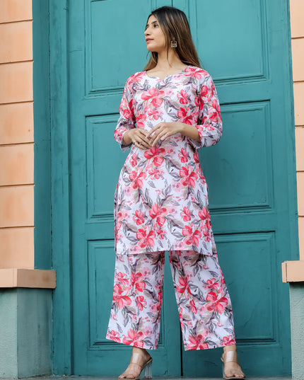 Off White Floral Printed Co-Ord Set