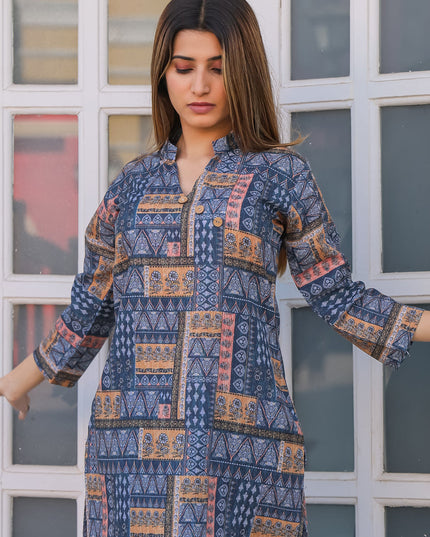 Navy Blue Floral Printed Co-Ord Set