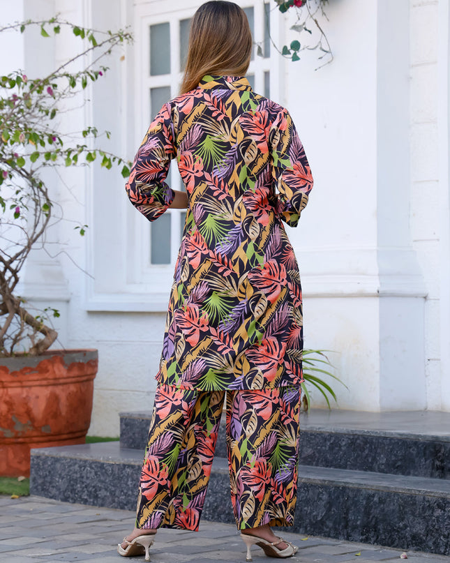 Black Floral Printed Co-Ord Set