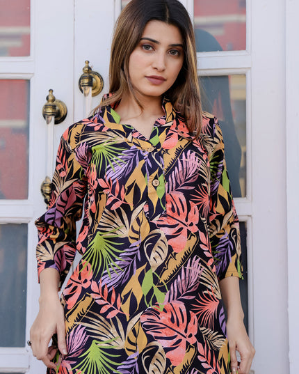 Black Floral Printed Co-Ord Set