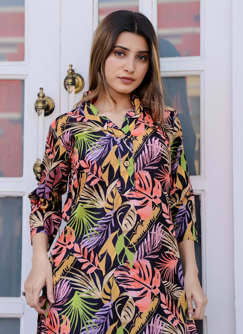 Black Floral Printed Co-Ord Set