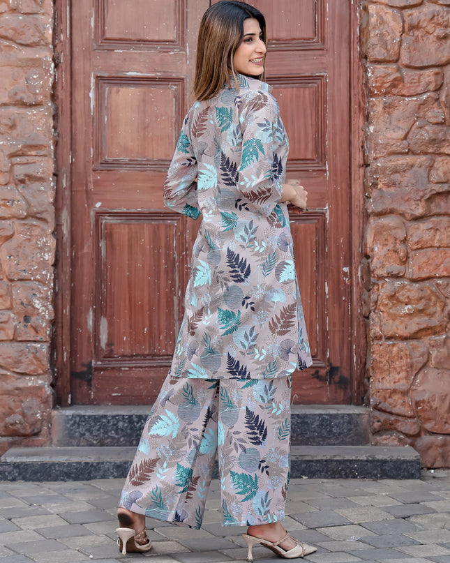 Grey Floral Printed Co-Ord Set