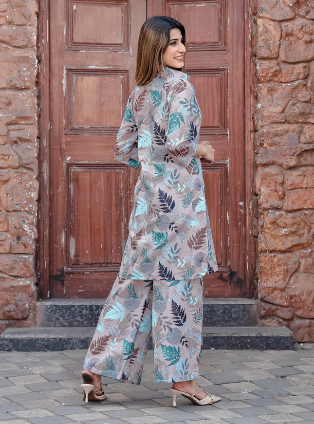 Grey Floral Printed Co-Ord Set