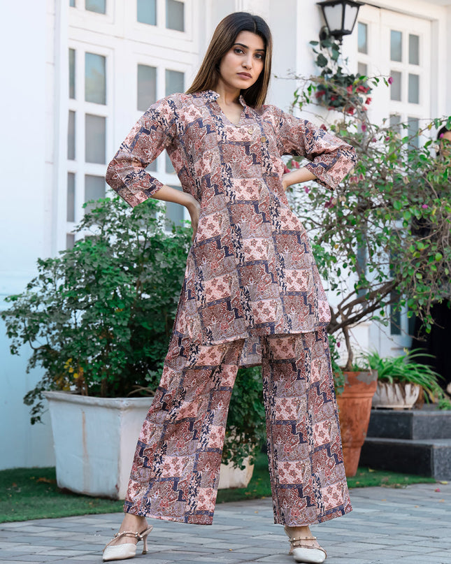 Peach Floral Printed Co-Ord Set