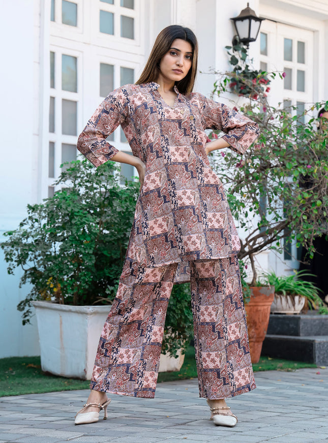 Peach Floral Printed Co-Ord Set