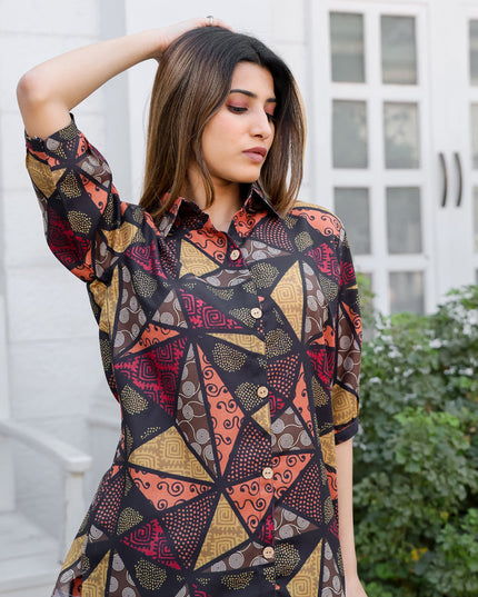 Black Floral Printed Co-Ord Set