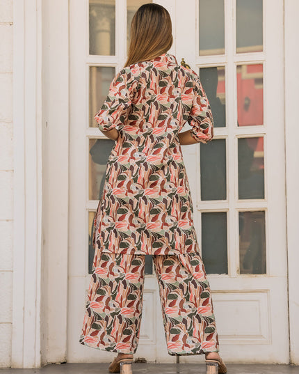 Cream Floral Printed Co-Ord Set