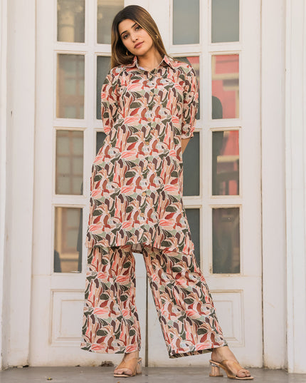 Cream Floral Printed Co-Ord Set