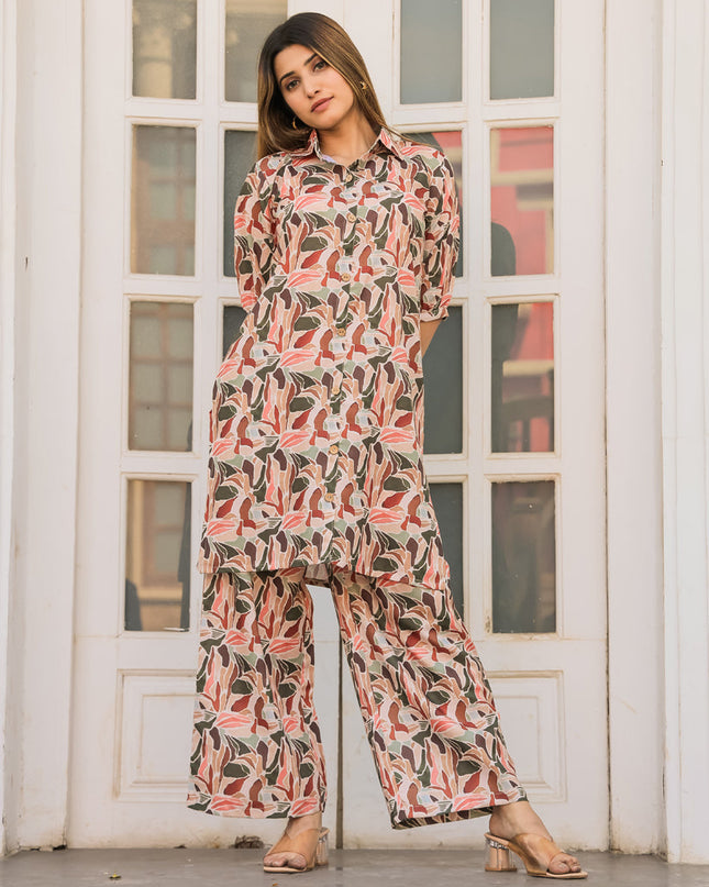 Cream Floral Printed Co-Ord Set